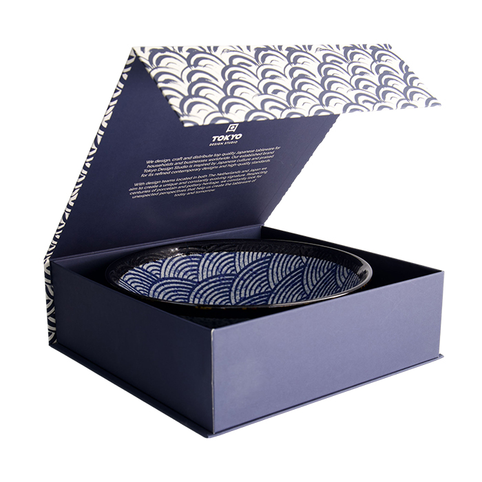 Bowl in Gift Box, Aisai Seigaiha, Ø 24.5 x 8 cm